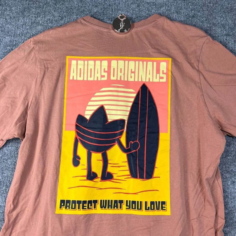 Adidas Originals Graphic Planet T‎ Shirt Mens Large Orange Protect What You Love